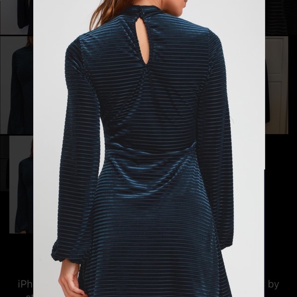 Lulu’s Velvet Striped Dress - Picture 3 of 5